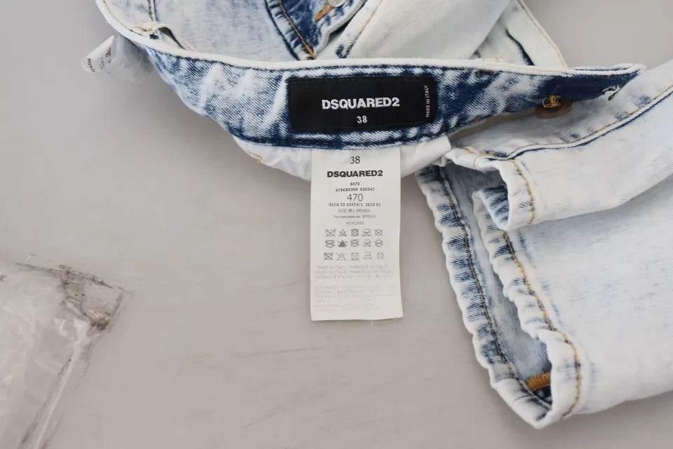 Dsquared² Light Blue Cotton High Waist Straight Denim Jeans - Hilstor