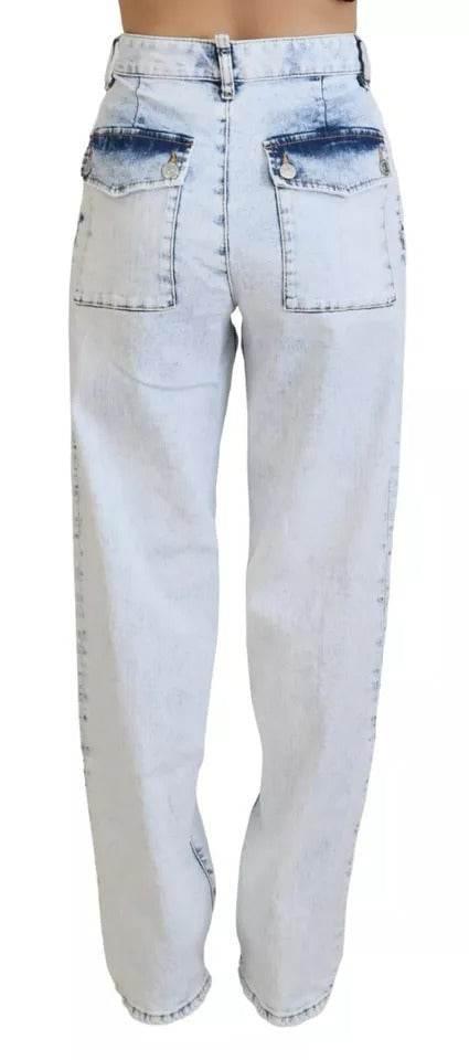 Dsquared² Light Blue Cotton High Waist Straight Denim Jeans - Hilstor
