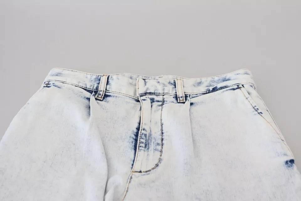 Dsquared² Light Blue Cotton High Waist Straight Denim Jeans - Hilstor