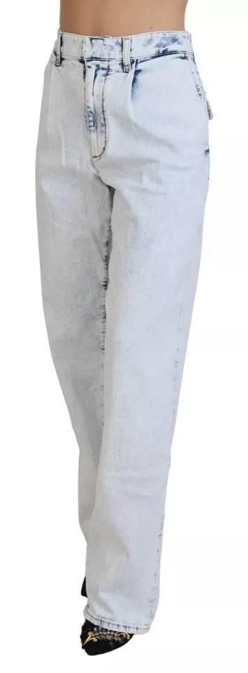 Dsquared² Light Blue Cotton High Waist Straight Denim Jeans - Hilstor
