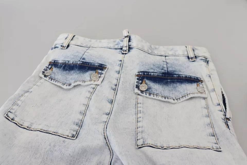 Dsquared² Light Blue Cotton High Waist Straight Denim Jeans - Hilstor