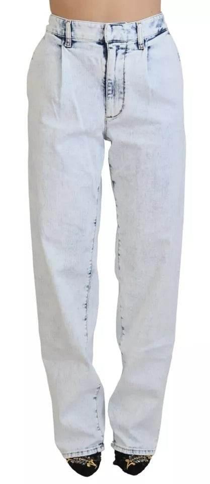 Dsquared² Light Blue Cotton High Waist Straight Denim Jeans - Hilstor