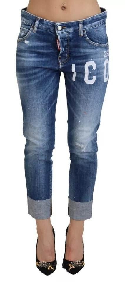Dsquared² Blue Icon Low Waist Cropped Cool Girl Denim Jeans - Hilstor