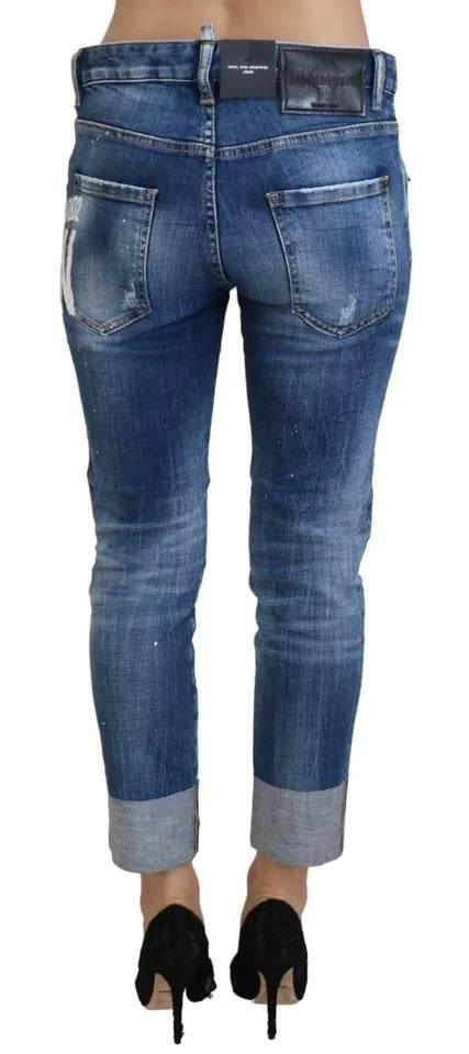 Dsquared² Blue Icon Low Waist Cropped Cool Girl Denim Jeans - Hilstor