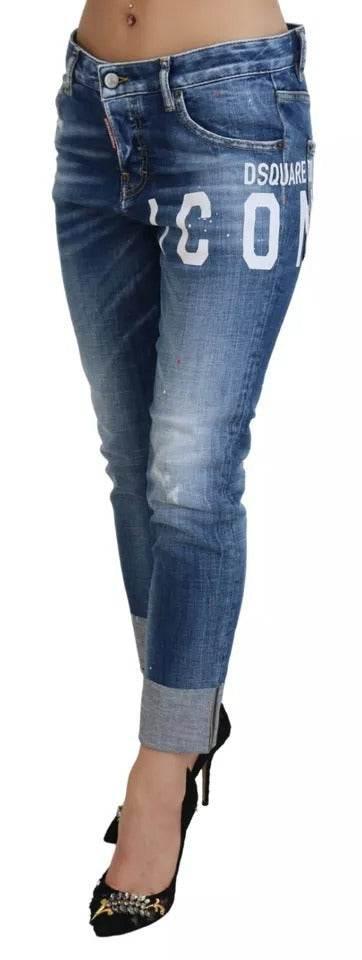 Dsquared² Blue Icon Low Waist Cropped Cool Girl Denim Jeans - Hilstor