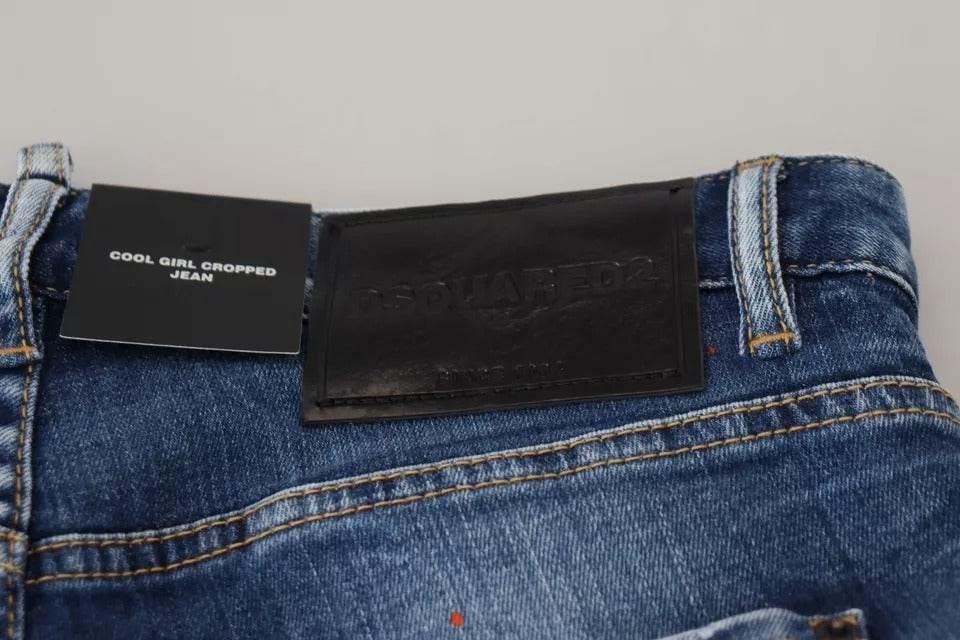 Dsquared² Blue Icon Low Waist Cropped Cool Girl Denim Jeans - Hilstor