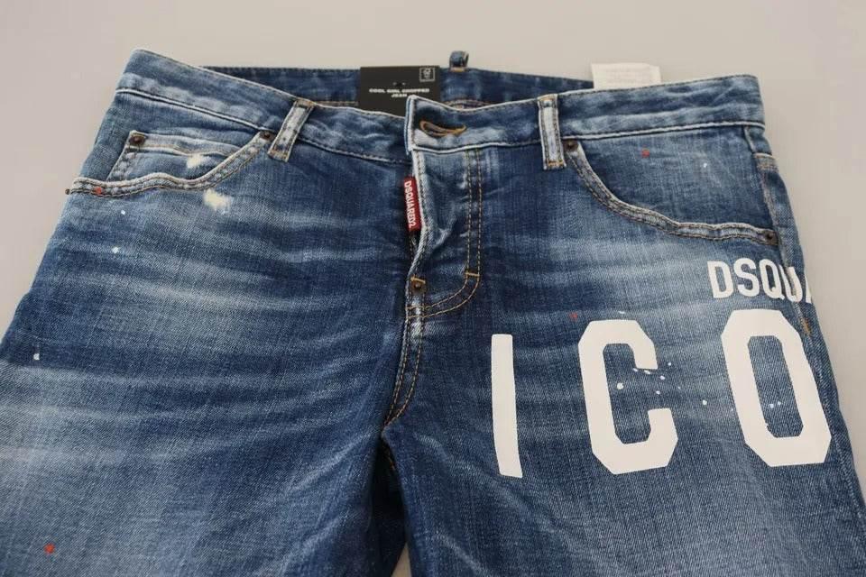 Dsquared² Blue Icon Low Waist Cropped Cool Girl Denim Jeans - Hilstor
