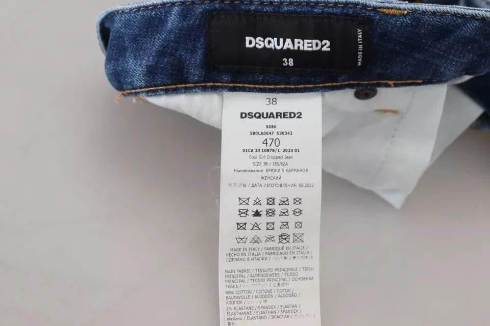 Dsquared² Blue Icon Low Waist Cropped Cool Girl Denim Jeans - Hilstor