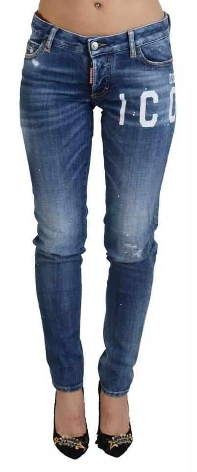 Dsquared² Blue Icon Low Waist Skinny Jennifer Denim Jeans - Hilstor
