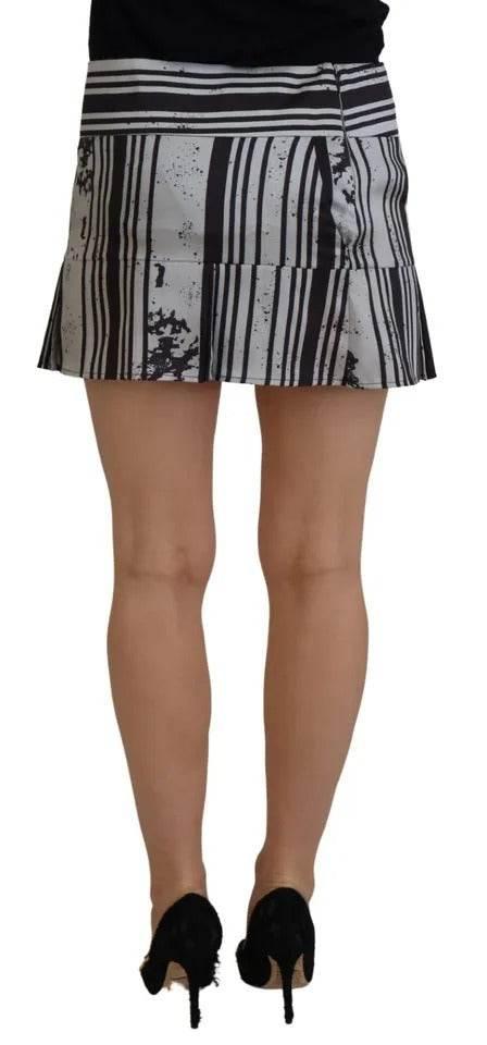 Dsquared² Gray Black Stripes Mid Waist A-line Mini Skirt - Hilstor