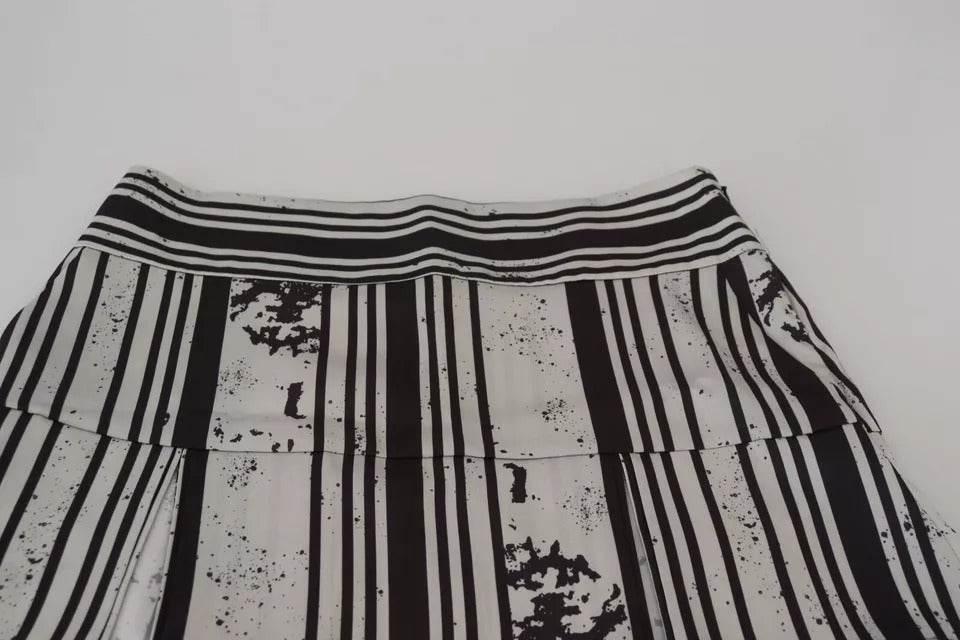 Dsquared² Gray Black Stripes Mid Waist A-line Mini Skirt - Hilstor