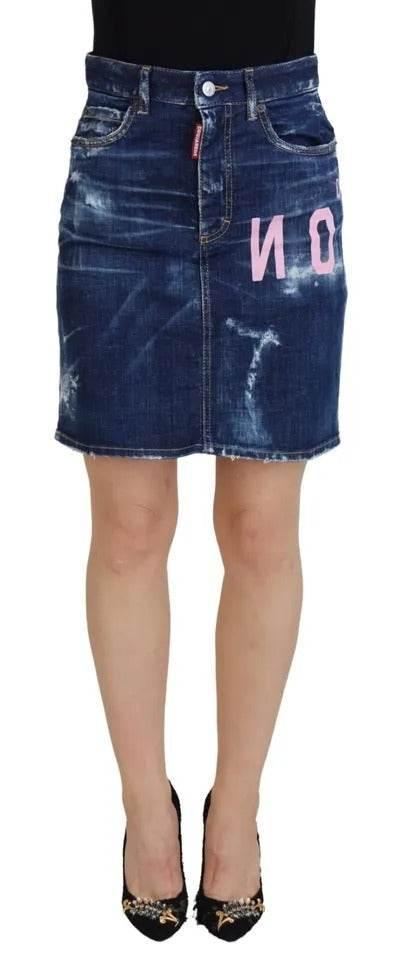 Dsquared² Blue Icon High Waist Denim Mini Boston Jean Skirt - Hilstor