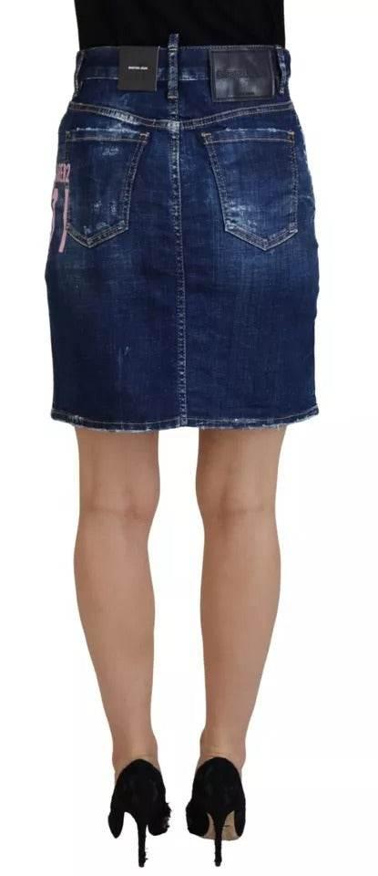 Dsquared² Blue Icon High Waist Denim Mini Boston Jean Skirt - Hilstor