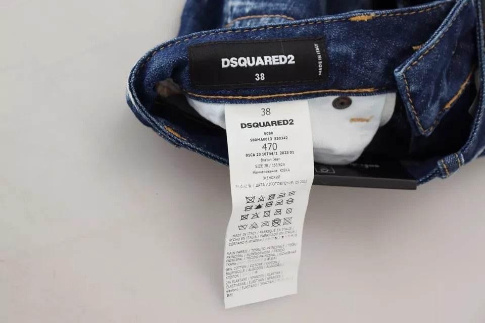 Dsquared² Blue Icon High Waist Denim Mini Boston Jean Skirt - Hilstor