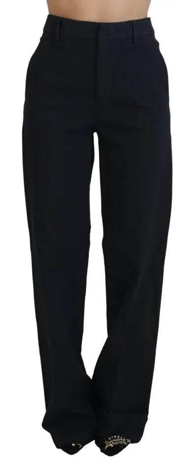 Dsquared² Black Checkered High Waist Straight Pants - Hilstor