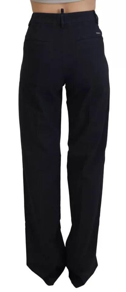 Dsquared² Black Checkered High Waist Straight Pants - Hilstor