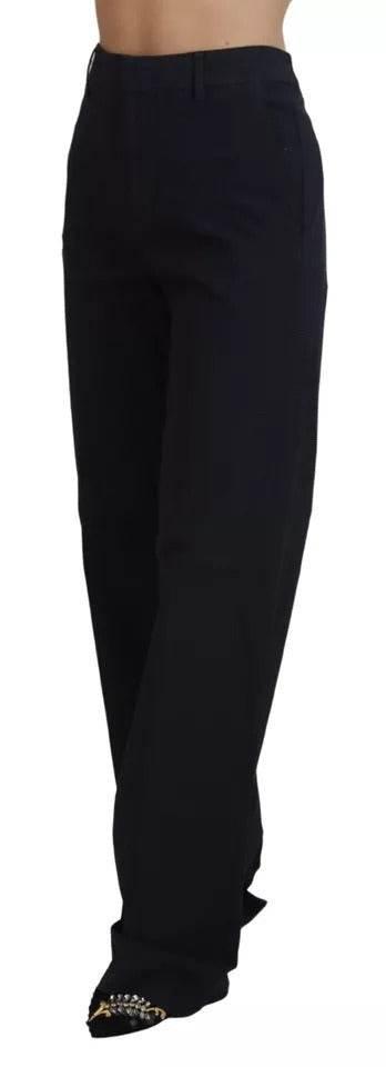 Dsquared² Black Checkered High Waist Straight Pants - Hilstor