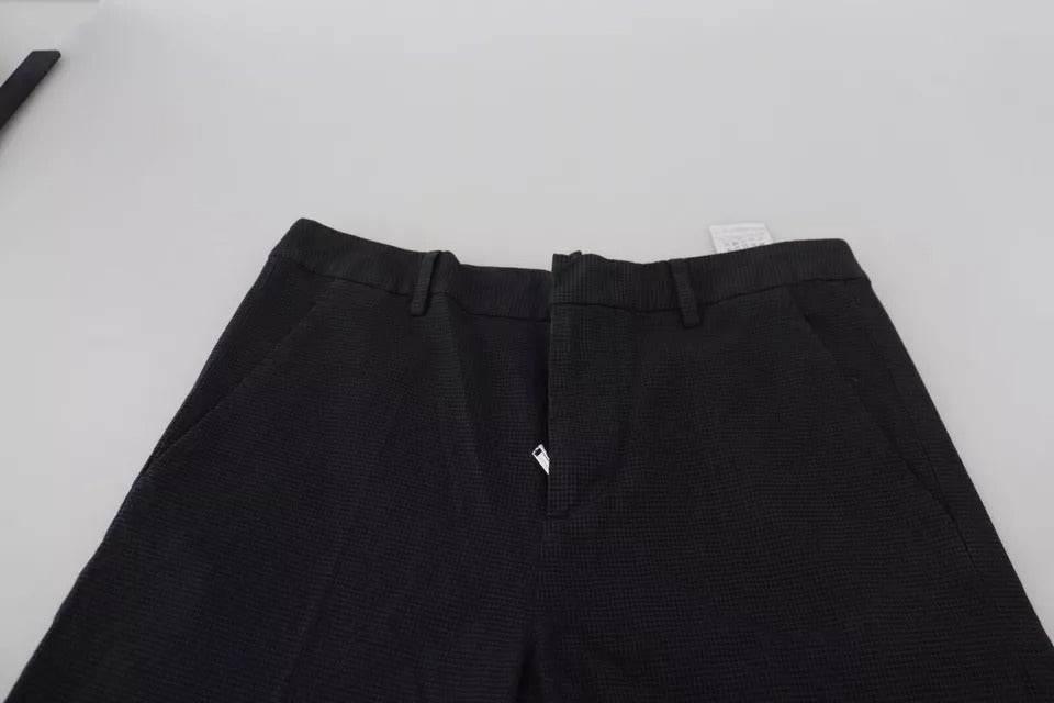 Dsquared² Black Checkered High Waist Straight Pants - Hilstor