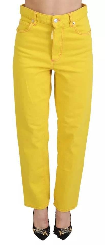 Dsquared² Yellow Cotton High Waist Straight Denim Boston Jeans - Hilstor