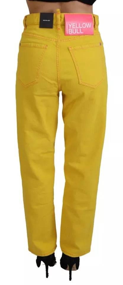 Dsquared² Yellow Cotton High Waist Straight Denim Boston Jeans - Hilstor
