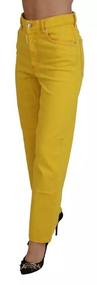 Dsquared² Yellow Cotton High Waist Straight Denim Boston Jeans - Hilstor