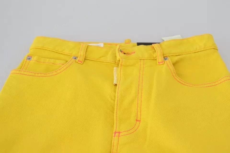 Dsquared² Yellow Cotton High Waist Straight Denim Boston Jeans - Hilstor