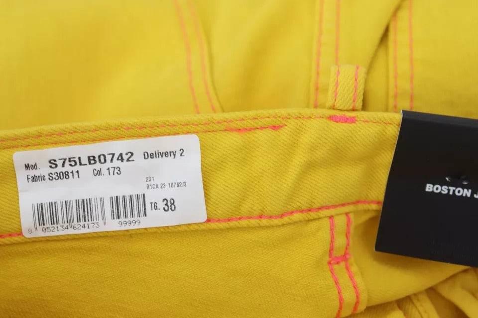 Dsquared² Yellow Cotton High Waist Straight Denim Boston Jeans - Hilstor