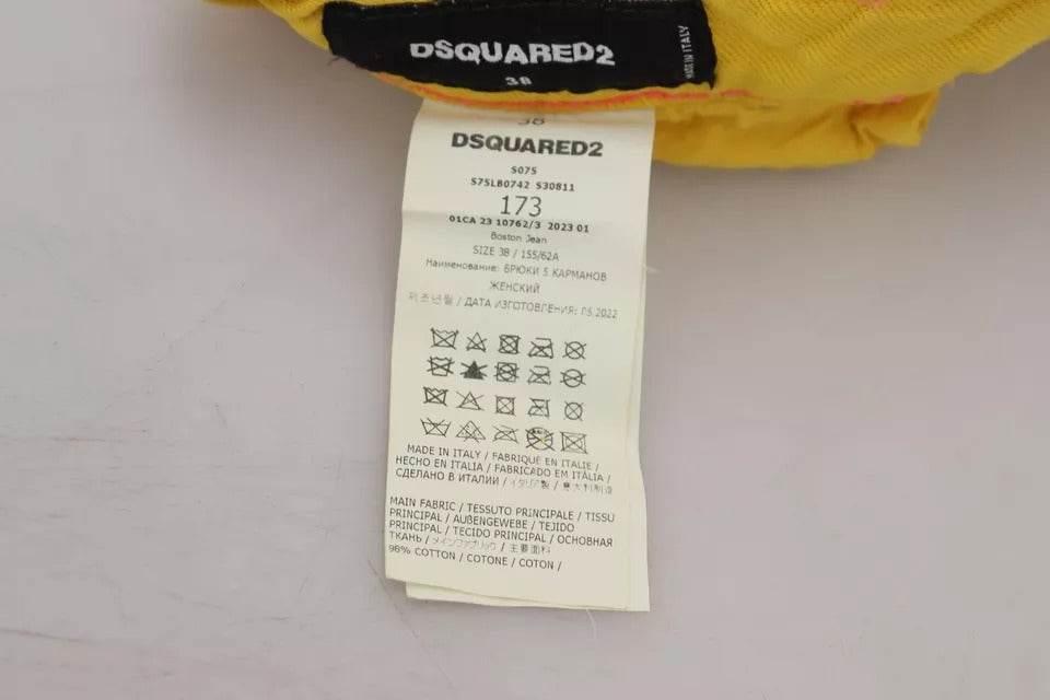 Dsquared² Yellow Cotton High Waist Straight Denim Boston Jeans - Hilstor