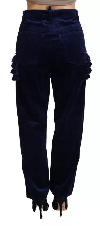 Dsquared² Blue Ruffles HighWaist Cotton Denim Boston Fit Pants - Hilstor