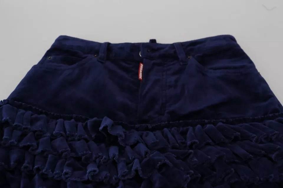 Dsquared² Blue Ruffles HighWaist Cotton Denim Boston Fit Pants - Hilstor