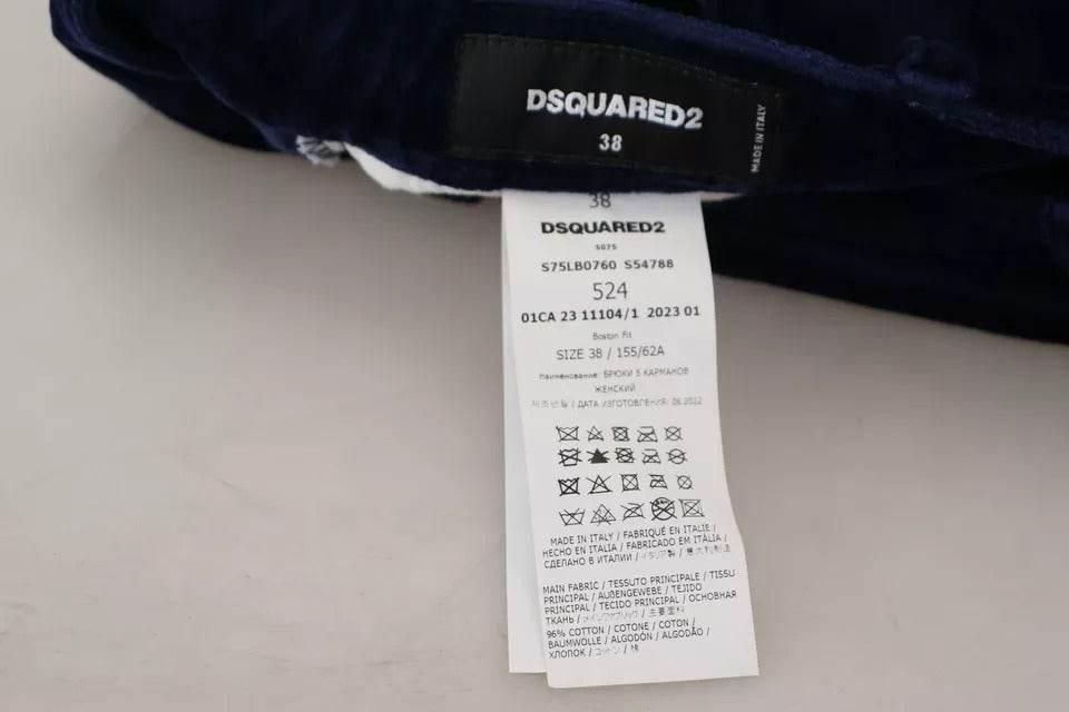 Dsquared² Blue Ruffles HighWaist Cotton Denim Boston Fit Pants - Hilstor