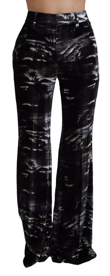 Dsquared² Black Printed High Waist Super Flare Pants - Hilstor