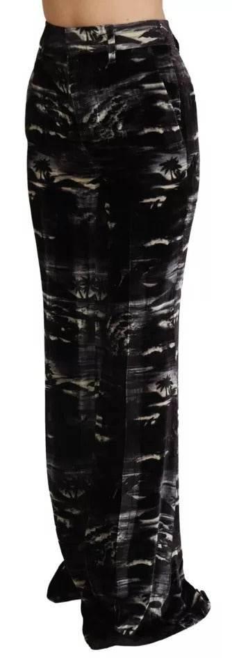 Dsquared² Black Printed High Waist Super Flare Pants - Hilstor
