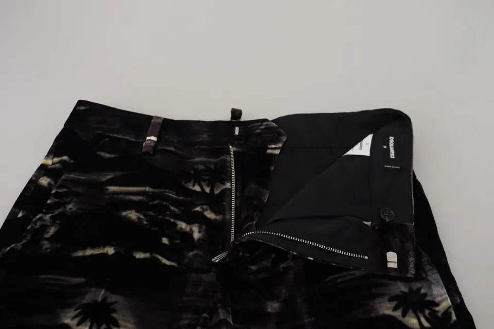 Dsquared² Black Printed High Waist Super Flare Pants - Hilstor