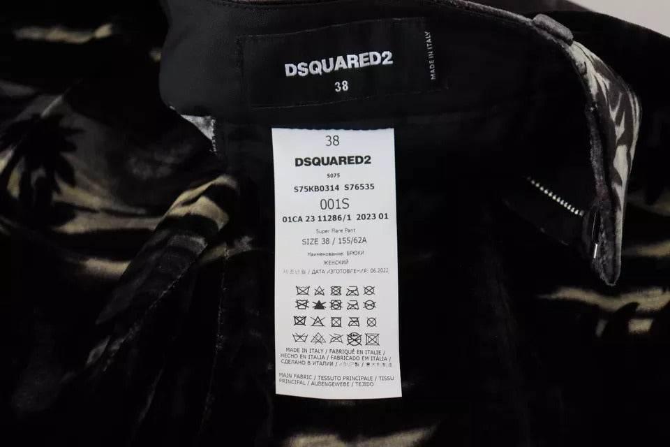 Dsquared² Black Printed High Waist Super Flare Pants - Hilstor