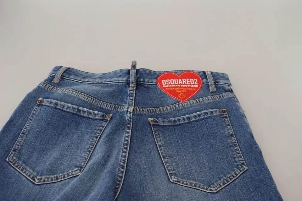 Dsquared² Blue Distressed High Waist Straight Denim Jeans - Hilstor