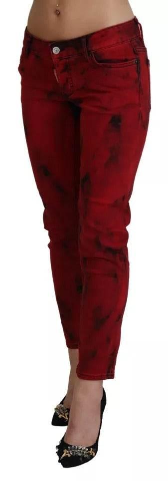 Dsquared² Red Low Waist Cotton Stretch Skinny Pants - Hilstor