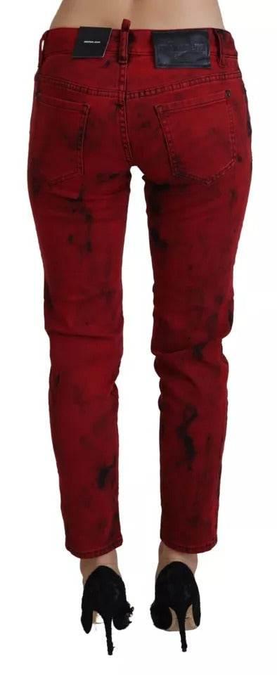 Dsquared² Red Low Waist Cotton Stretch Skinny Pants - Hilstor