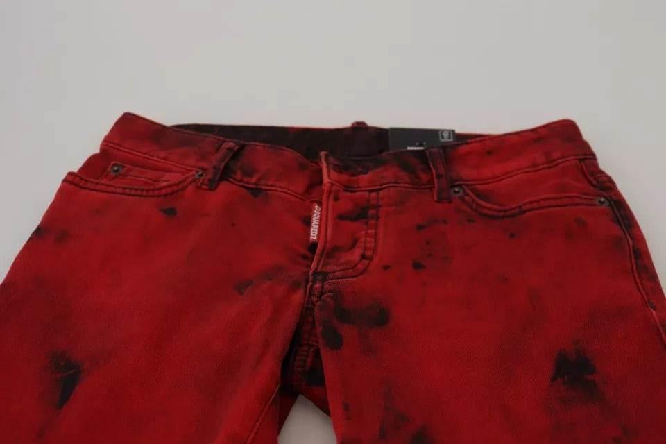 Dsquared² Red Low Waist Cotton Stretch Skinny Pants - Hilstor