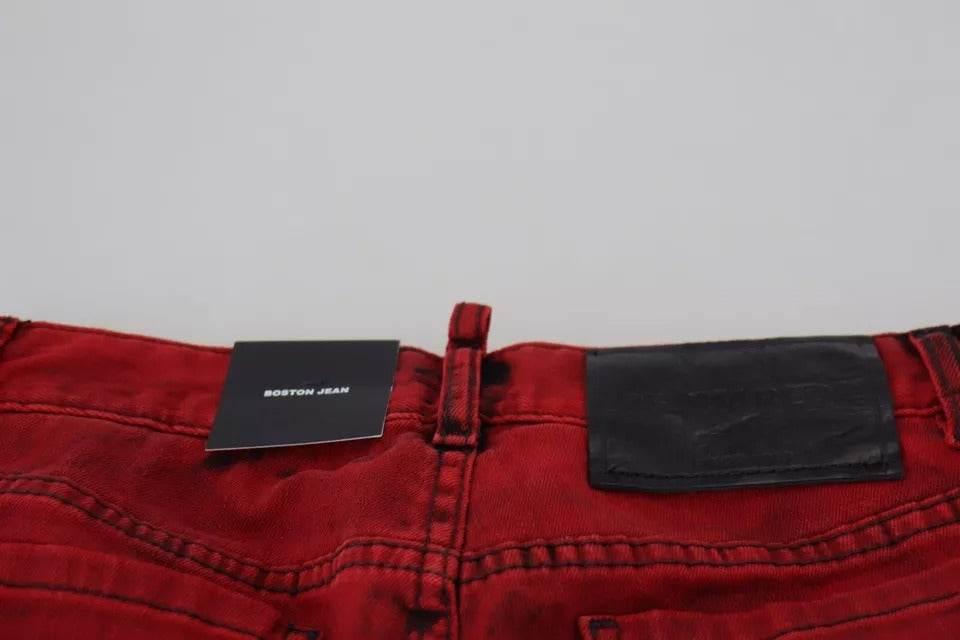 Dsquared² Red Low Waist Cotton Stretch Skinny Pants - Hilstor