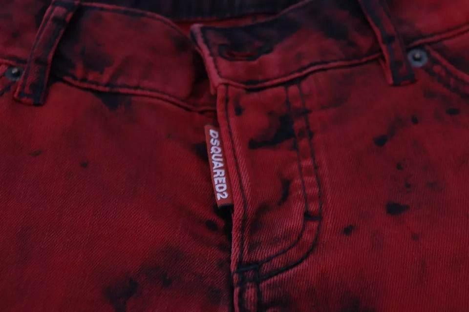 Dsquared² Red Low Waist Cotton Stretch Skinny Pants - Hilstor