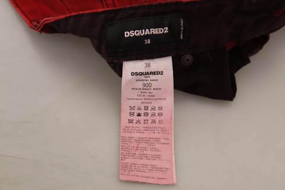 Dsquared² Red Low Waist Cotton Stretch Skinny Pants - Hilstor