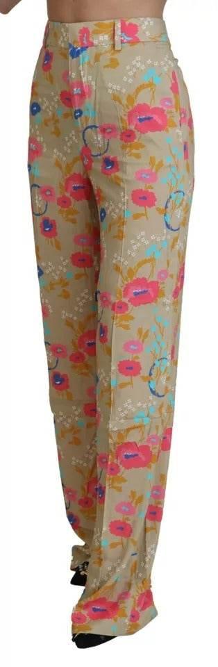 Dsquared² Beige Floral High Waist Straight Pants - Hilstor