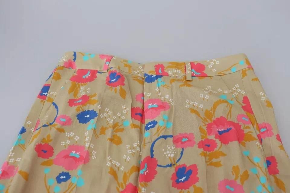 Dsquared² Beige Floral High Waist Straight Pants - Hilstor