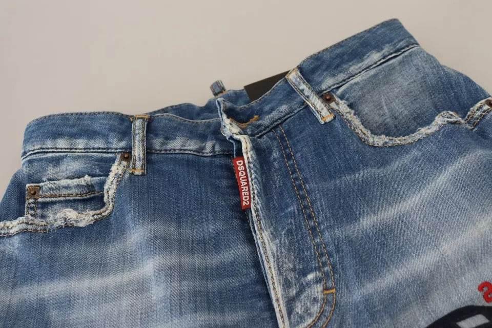 Dsquared² Blue Washed High Waist Straight Denim Boston Jeans - Hilstor