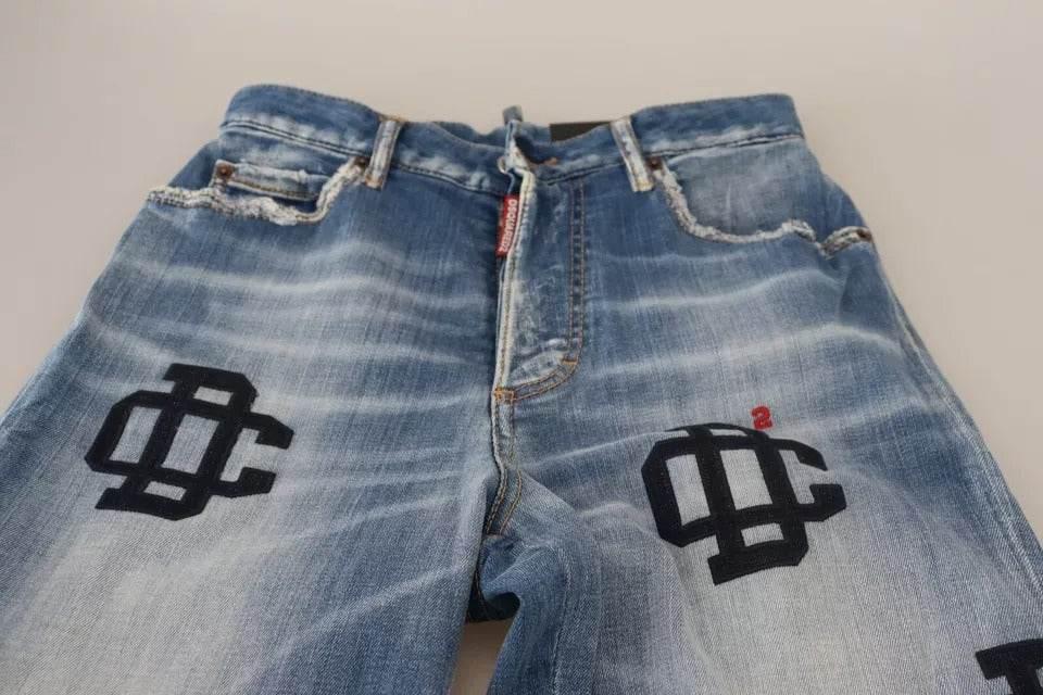 Dsquared² Blue Washed High Waist Straight Denim Boston Jeans - Hilstor