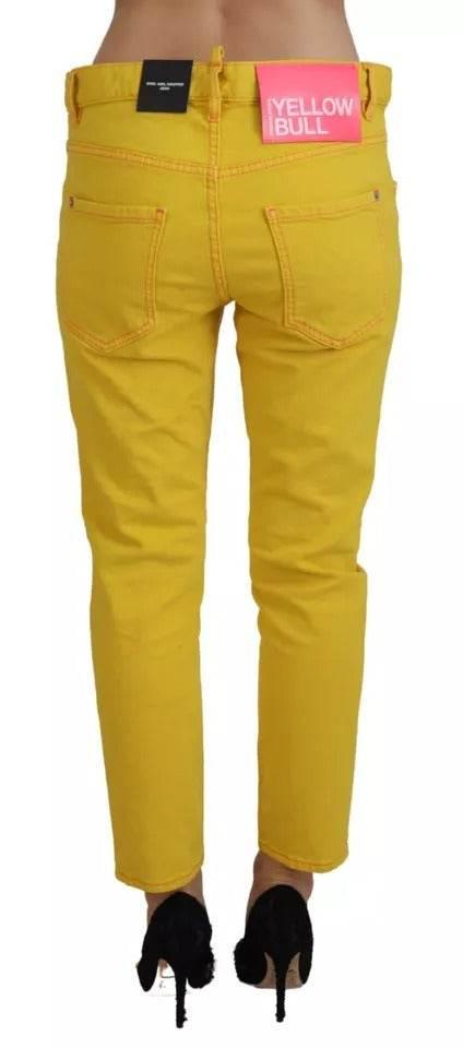 Dsquared² Yellow Cotton Low Waist Crop Denim Cool Girl Jeans - Hilstor