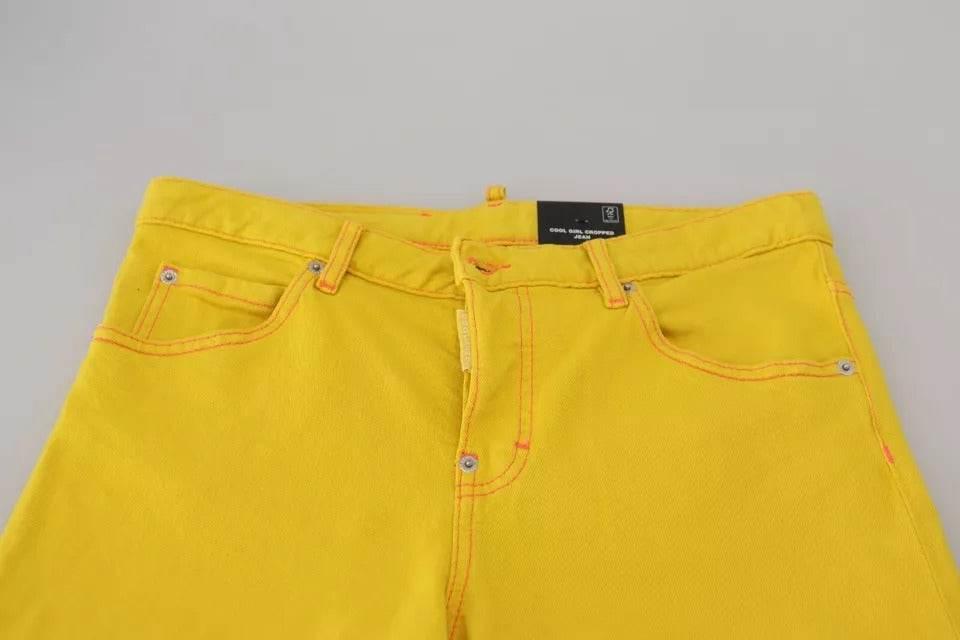Dsquared² Yellow Cotton Low Waist Crop Denim Cool Girl Jeans - Hilstor