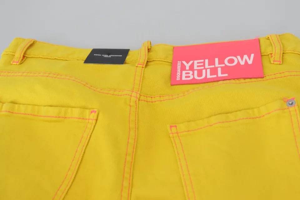 Dsquared² Yellow Cotton Low Waist Crop Denim Cool Girl Jeans - Hilstor