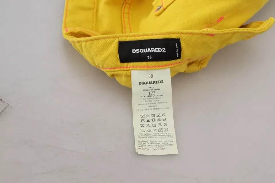 Dsquared² Yellow Cotton Low Waist Crop Denim Cool Girl Jeans - Hilstor